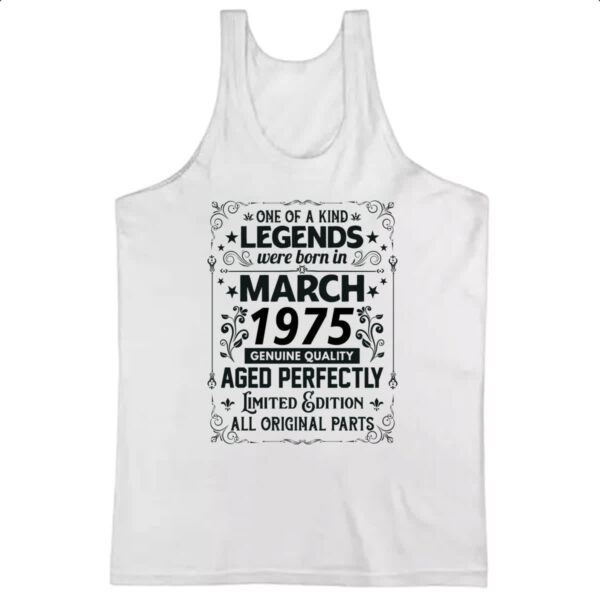 Camiseta Regata Legends Were Born MAR-1975