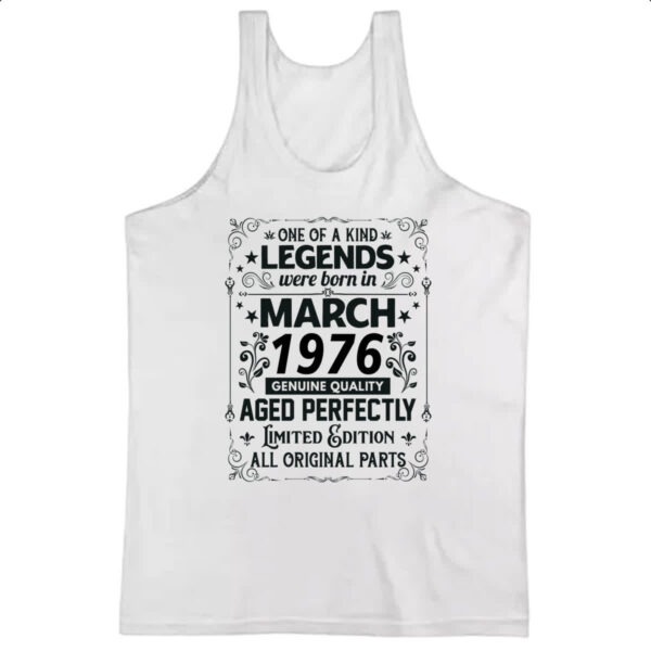 Camiseta Regata Legends Were Born MAR-1976