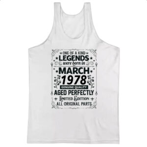 Camiseta Regata Legends Were Born MAR-1978