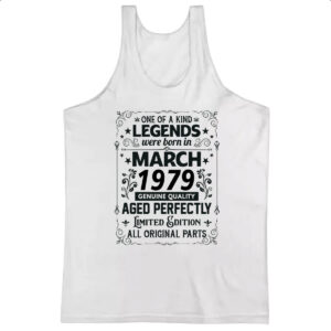 Camiseta Regata Legends Were Born MAR-1979