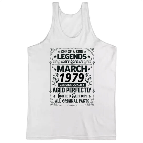 Camiseta Regata Legends Were Born MAR-1979
