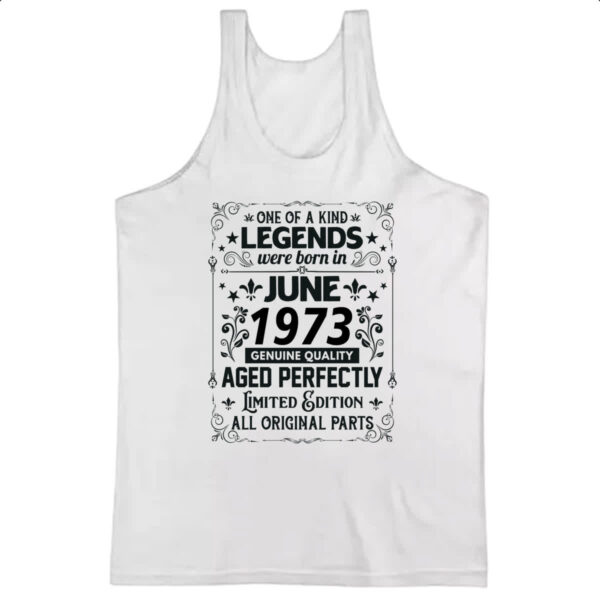 Camiseta Regata Legends Were Born JUN-1973