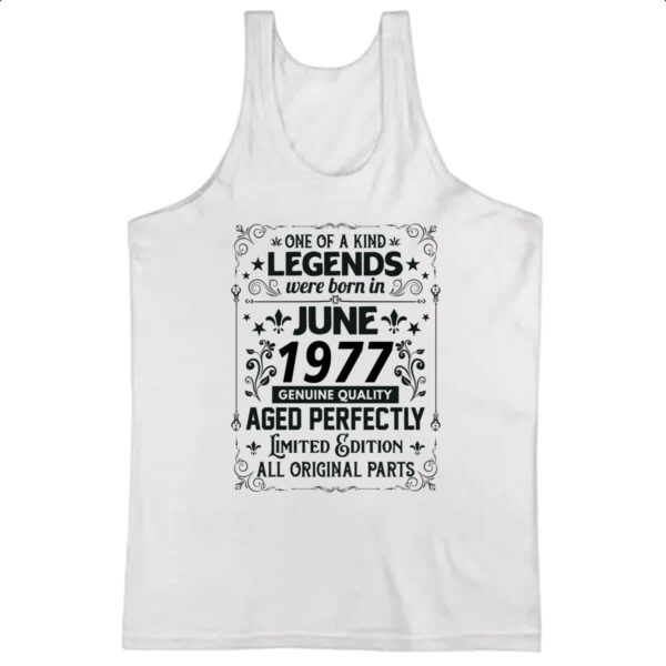 Camiseta Regata Legends Were Born JUN-1977