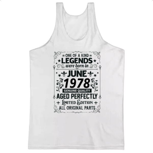 Camiseta Regata Legends Were Born JUN-1978