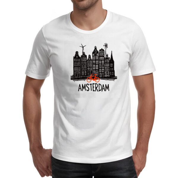 Camiseta Unissex Amsterdam Pintura Nanquim - Imagem 2