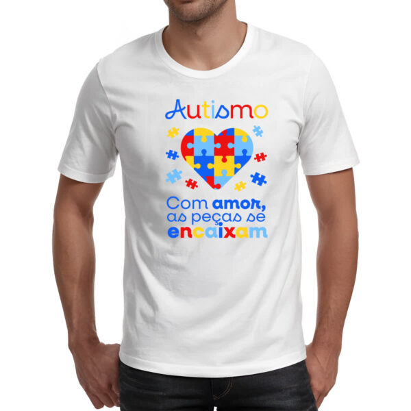 Camiseta Unissex Autismo amor encaixa - Imagem 2