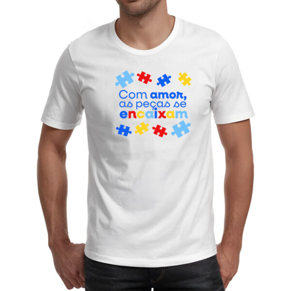 Camiseta Unissex Autismo com amor se encaixa - Imagem 2