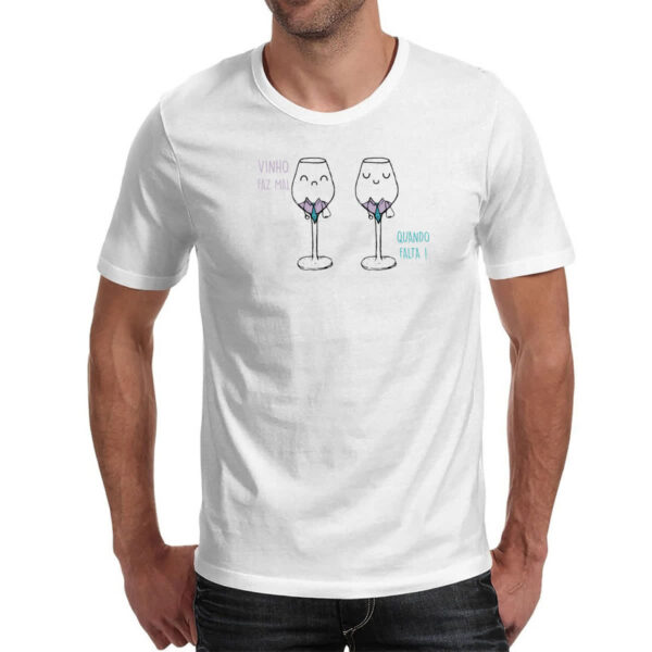 Camiseta Unissex Vinho faz mal quando falta - Imagem 2