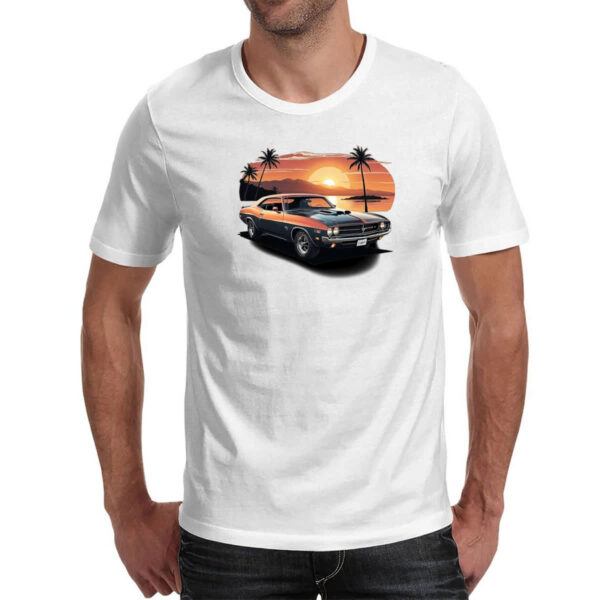 Camiseta Unissex Vintage muscle car sunset - Imagem 2