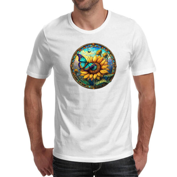 Camiseta Unissex Vitral Borboleta e Girassol - Imagem 2