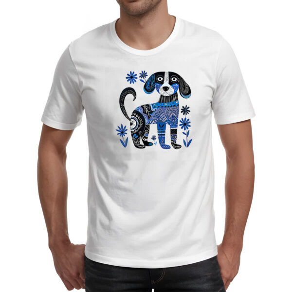 Camiseta Unissex Cachorro arte escandinava - Imagem 2