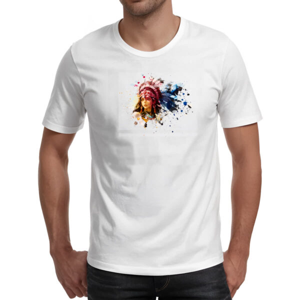 Camiseta Unissex Guerreira indigena splash art - Imagem 2