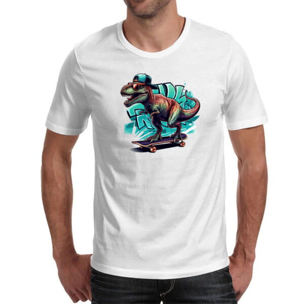 Camiseta Unissex T-Rex Skatista - Imagem 2