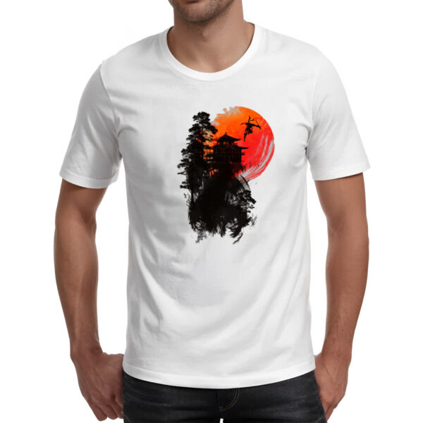 Camiseta Unissex Ninja sob a lua de sangue - Imagem 2