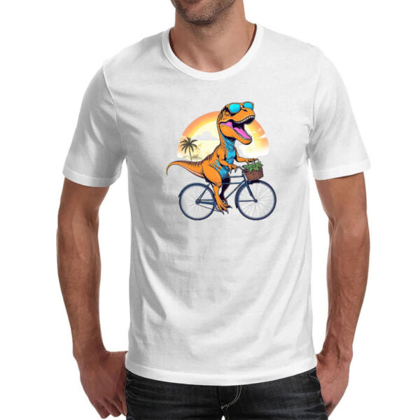 Camiseta Unissex T-Rex na bicicleta - Imagem 2