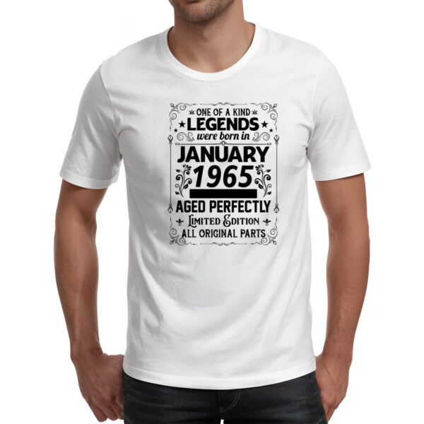 Camiseta Unissex Legends Were Born JAN-1965 - Imagem 2