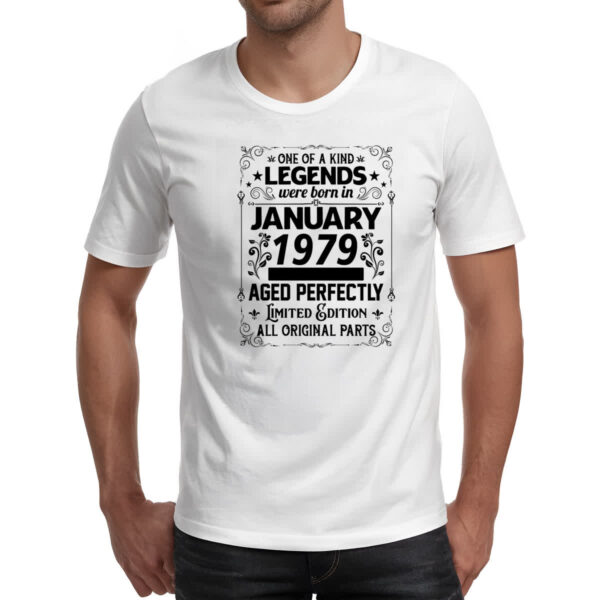 Camiseta Unissex Legends Were Born JAN-1979 - Imagem 2