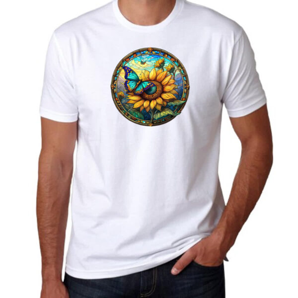 Camiseta Unissex Vitral Borboleta e Girassol - Imagem 3