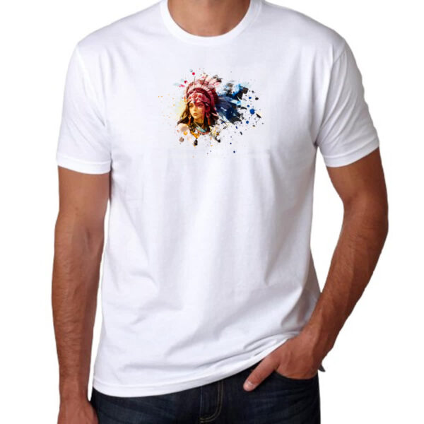 Camiseta Unissex Guerreira indigena splash art - Imagem 3