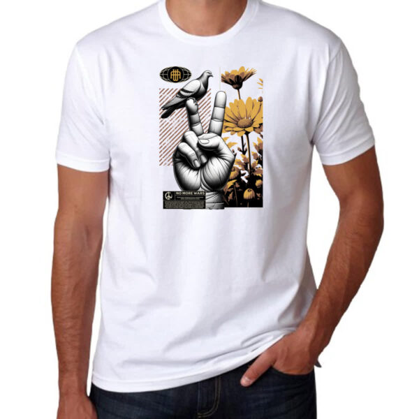 Camiseta Unissex No more wars peace and bird - Imagem 3