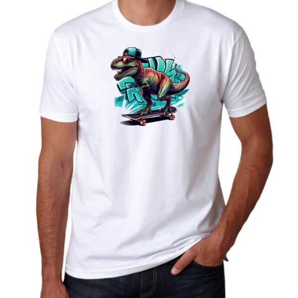 Camiseta Unissex T-Rex Skatista - Imagem 3