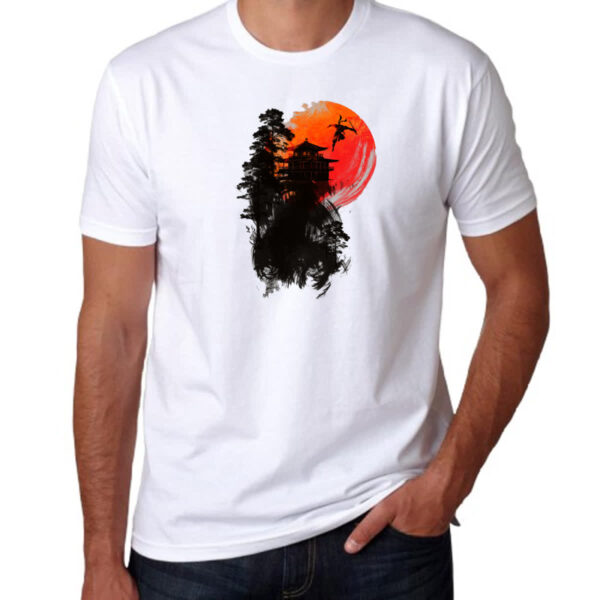 Camiseta Unissex Ninja sob a lua de sangue - Imagem 3
