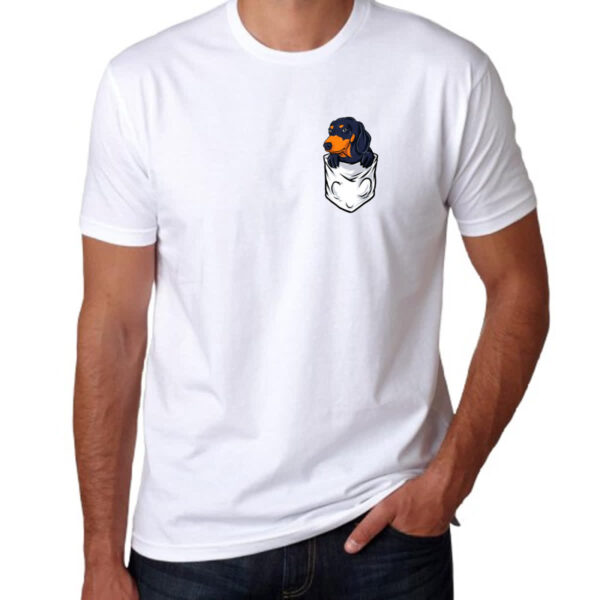 Camiseta Unissex Cachorro Dachshund no bolso - Imagem 3