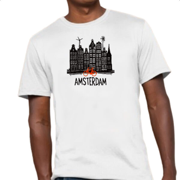 Camiseta Unissex Amsterdam Pintura Nanquim - Imagem 4