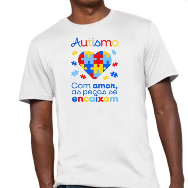 Camiseta Unissex Autismo amor encaixa - Imagem 4