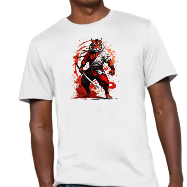 Camiseta Unissex Tigre samurai splash arte - Imagem 4