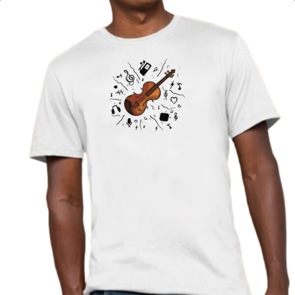 Camiseta Unissex Violino Classico Elementos Musicais - Imagem 4