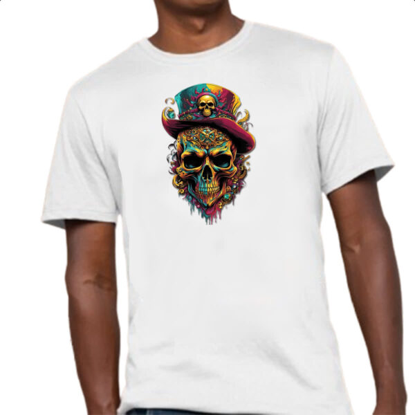 Camiseta Unissex Cranio pirata joias - Imagem 4