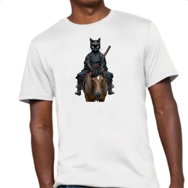 Camiseta Unissex Gato preto samurai - Imagem 4