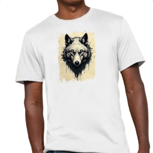 Camiseta Unissex Lobo face pintura em papiro - Imagem 4