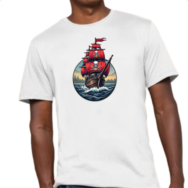 Camiseta Unissex Navio Pirata circle logo - Imagem 4