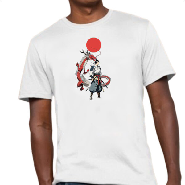 Camiseta Unissex Samurai Dragao sol nascente - Imagem 4