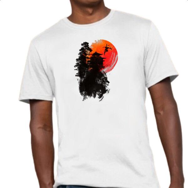 Camiseta Unissex Ninja sob a lua de sangue - Imagem 4
