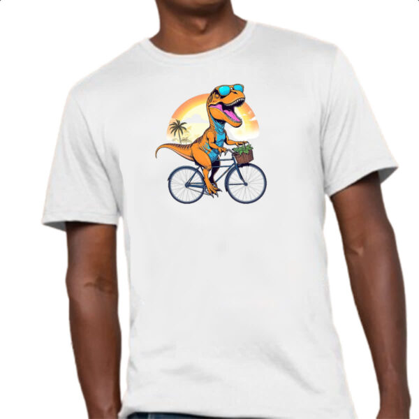 Camiseta Unissex T-Rex na bicicleta - Imagem 4