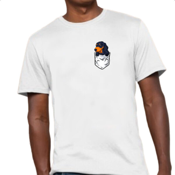 Camiseta Unissex Cachorro Dachshund no bolso - Imagem 4