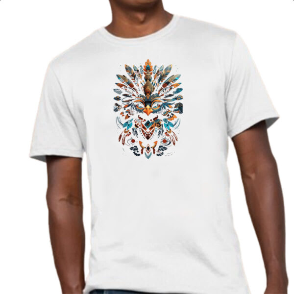 Camiseta Unissex Coruja Elementos Indigenas - Imagem 4
