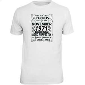 Camiseta Unissex Legends Were Born NOV-1971
