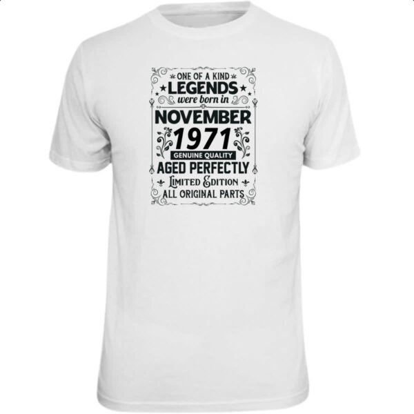 Camiseta Unissex Legends Were Born NOV-1971
