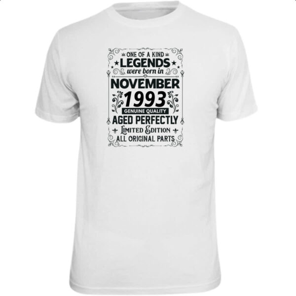 Camiseta Unissex Legends Were Born NOV-1993