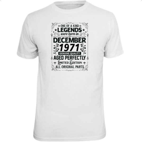 Camiseta Unissex Legends Were Born DEZ-1971