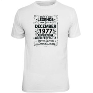 Camiseta Unissex Legends Were Born DEZ-1977