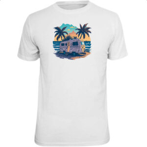 Camiseta Unissex Trailer Acampamento Sunset