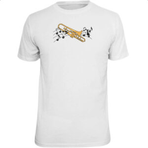 Camiseta Unissex Trombone notas musicais