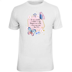 Camiseta Unissex Versiculo moldurado eu sou o caminho