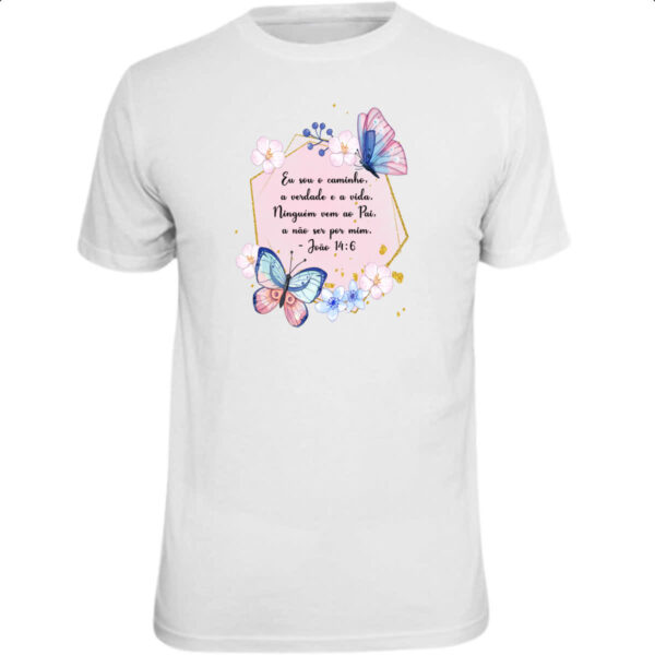 Camiseta Unissex Versiculo moldurado eu sou o caminho