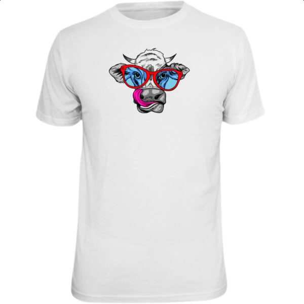 Camiseta Unissex Vaca Doida Lambendo Oculos Vermelhos